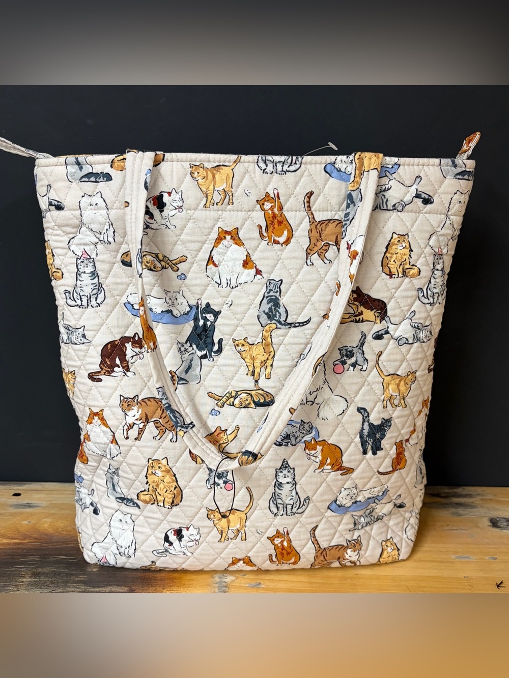 Vera Bradley A Cat’s Life Large Tote Quilted Bag Beige Grand Bag